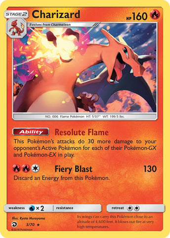 Charizard (3/70) (Let's Play, Eevee) (Theme Deck Exclusive) [Sun &amp; Moon: Dragon Majesty] 