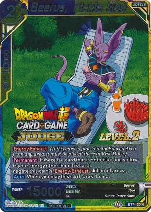 Beerus, Fickle God (Level 2) (BT7-120) [Judge Promotion Cards] 