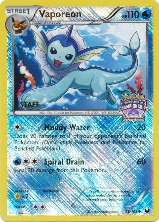 Vaporeon (25/108) (State Province Championship 2013 Promo Staff) [Black &amp; White: Dark Explorers] 
