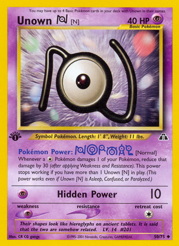 Unown [N] (50/75) [Neo Discovery 1st Edition] 