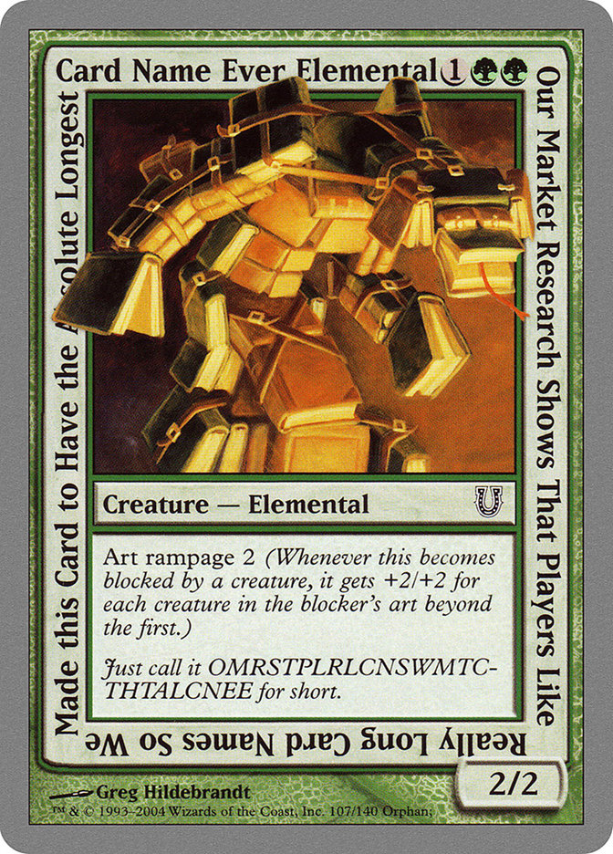Our Market Research Shows That Players Like Really Long Card Names So We Made this Card to Have the Absolute Longest Card Name Ever Elemental [Unhinged] 