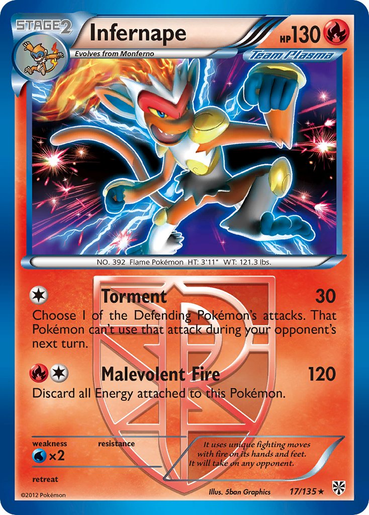 Infernape (17/135) (Theme Deck Exclusive) [Black &amp; White: Plasma Storm] 