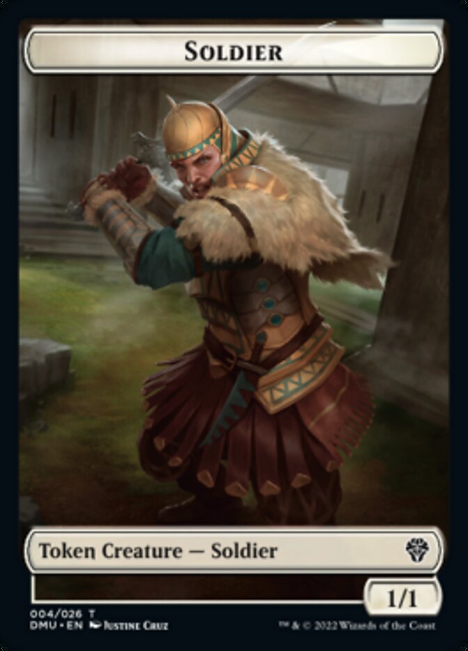 Soldier // Ajani, Sleeper Agent Emblem Double-Sided Token [Dominaria United Tokens] 
