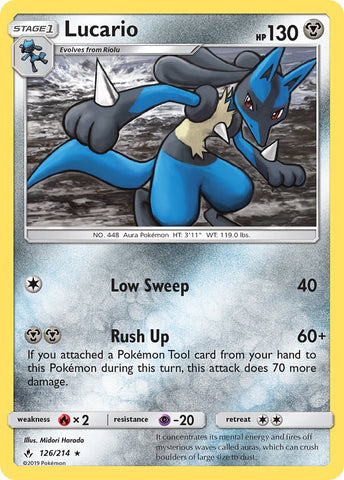 Lucario (126/214) (Theme Deck Exclusive) [Sun &amp; Moon: Unbroken Bonds] 