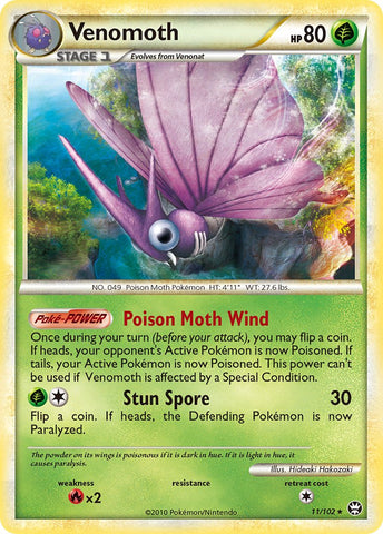 Venomoth (11/102) (Theme Deck Exclusive) [HeartGold &amp; SoulSilver: Triumphant] 