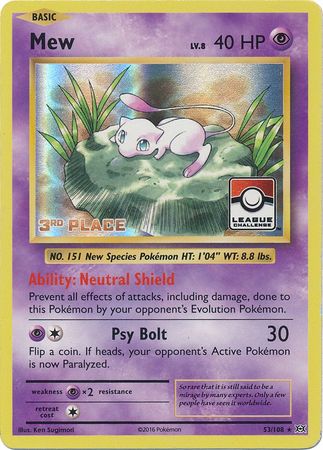 Mew (53/108) (League Promo 3rd Place) [XY: Evolutions] 