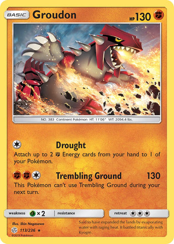 Groudon (113/236) (Cracked Ice Holo) (Theme Deck Exclusive) [Sun &amp; Moon: Cosmic Eclipse] 