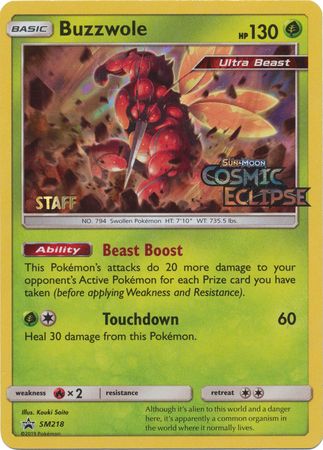 Buzzwole (SM218) (Staff Prerelease Promo) [Sun &amp; Moon: Black Star Promos] 