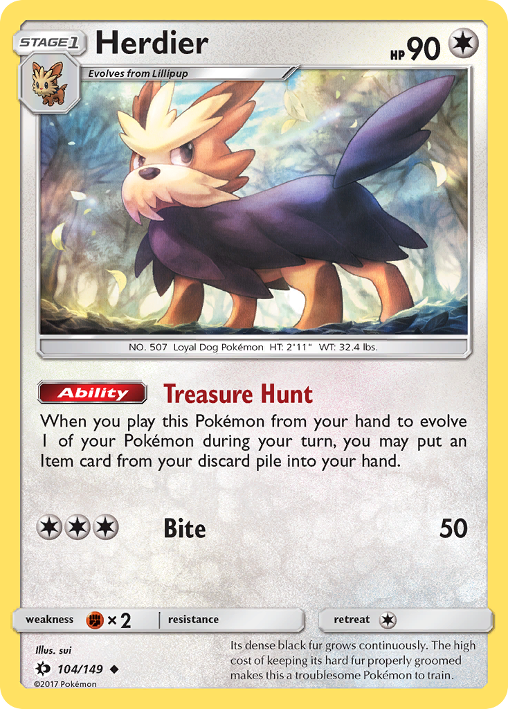Herdier (104/149) [Sun &amp; Moon: Base Set] 