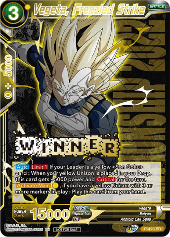 Vegeta, Frenzied Strike (Championship Pack 2022 Vol.2) (Winner Gold Stamped) (P-423) [Promotion Cards] 
