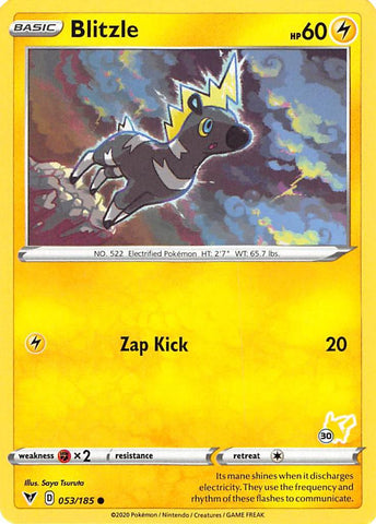 Blitzle (053/185) (Pikachu Stamp #30) [Battle Academy 2022] 