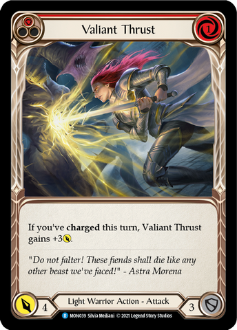 Valiant Thrust (Red) [MON039-RF] (Monarch) 1st Edition Rainbow Foil 