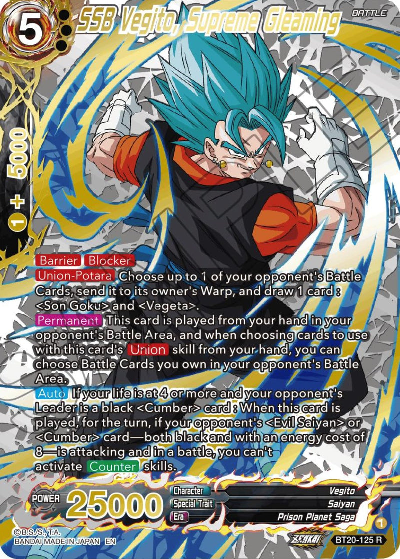 SSB Vegito, Supreme Gleaming (Gold-Stamped) (BT20-125) [Power Absorbed] 