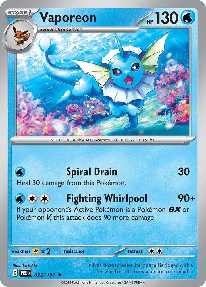 Vaporeon (022/131) [Scarlet &amp; Violet: Prismatic Evolutions] 