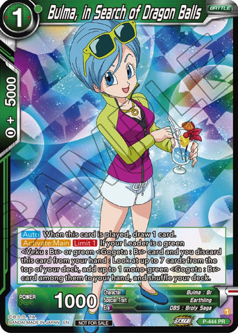 Bulma, In Search of Dragon Balls (Zenkai Series Tournament Pack Vol.2) (P-444) [Tournament Promotion Cards] 