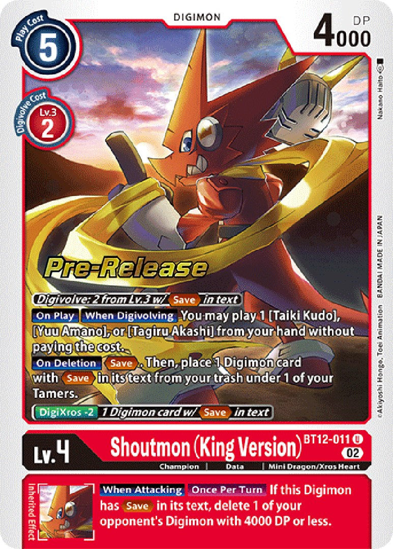 Shoutmon (King Version) [BT12-011] [Across Time Pre-Release Cards] 