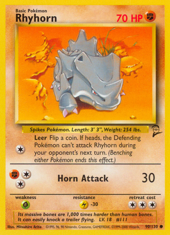Rhyhorn (90/130) [Base Set 2] 