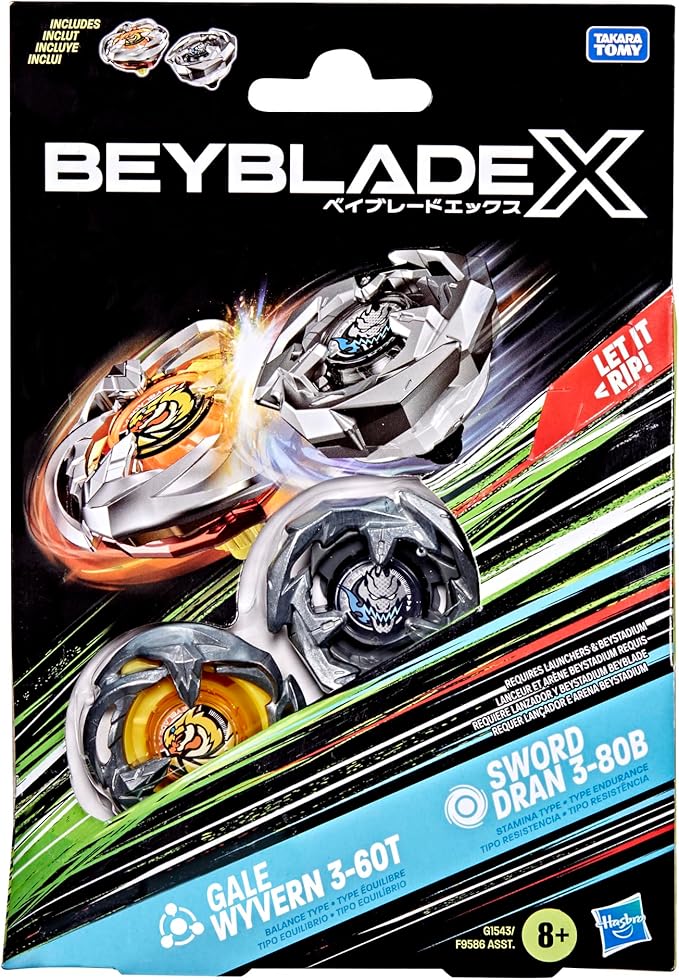 Beyblade X - Dual Pack - Gale Wyvern 3-60T (Balance Type) / Sword Dran 3-80B (Stamina Type)