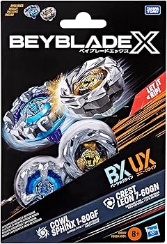 Beyblade X - Dual Pack - Cowl Sphinx 1-80GF BX (Attack Type) / Crest Leon 7-60GN UX (Defense Type)