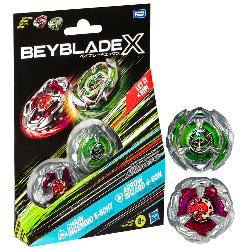 Beyblade X - Dual Pack - Chain Incendio 5-60HT (Balance Type) / Arrow Wizard 4-60N (Defense Type)