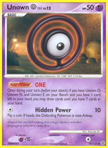 Unown O (70/132) [Diamond &amp; Pearl: Secret Wonders] 