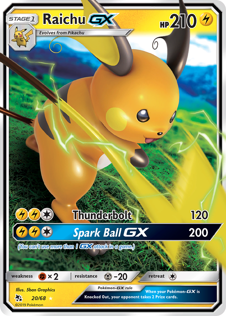Raichu GX (20/68) [Sun &amp; Moon: Hidden Fates] 