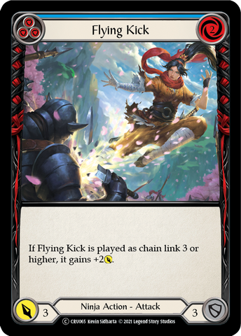 Flying Kick (Blue) [U-CRU065] (Crucible of War Unlimited) Unlimited Rainbow Foil 