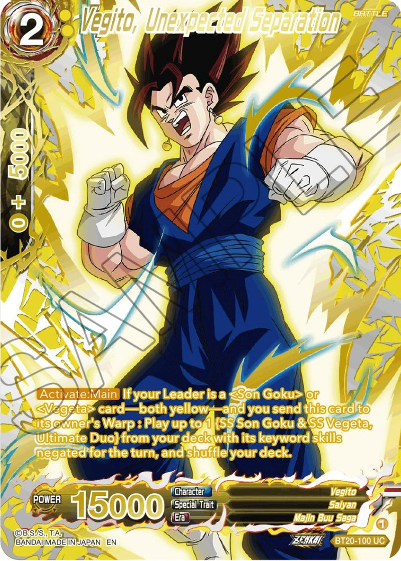 Vegito, Unexpected Separation (Gold-Stamped) (BT20-100) [Power Absorbed] 