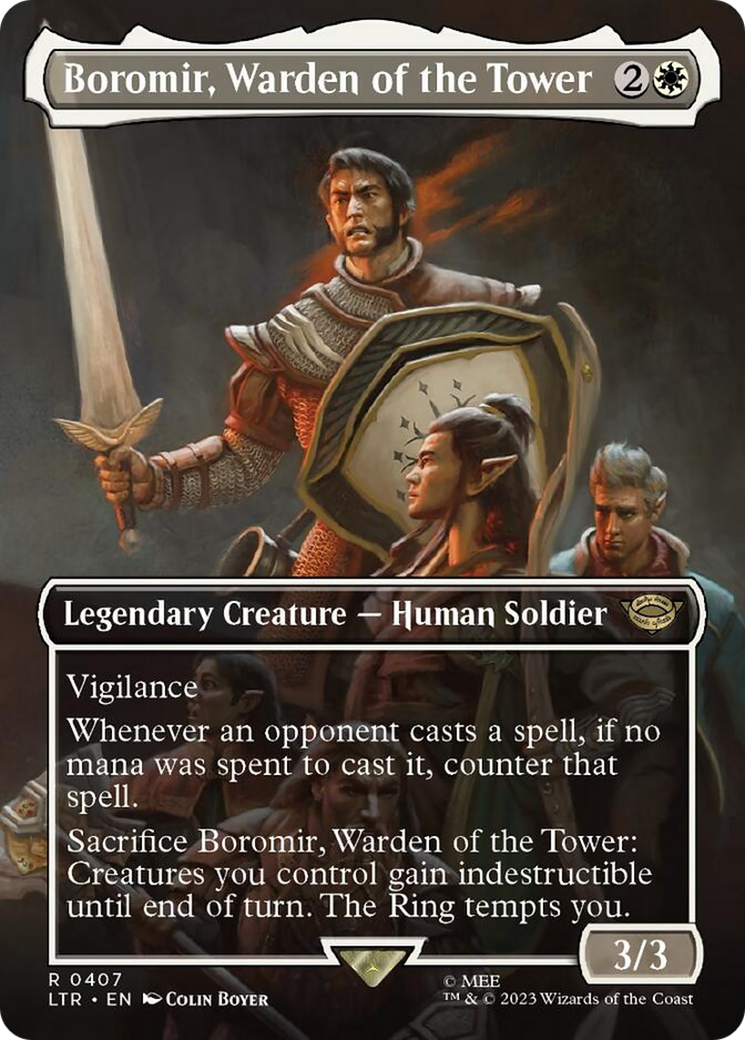 Boromir, Warden of the Tower (Borderless Alternate Art) [The Lord of the Rings: Tales of Middle-Earth] 