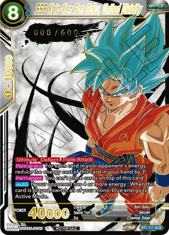 SSB Kaio-Ken Son Goku, United Divinity (Zenkai Cup Top 16) (Serial Numbered) (BT1-111) [Tournament Promotion Cards] 