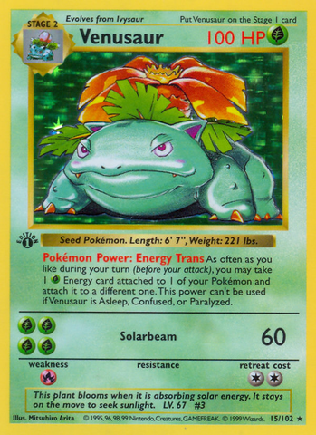 Venusaur (15/102) (Shadowless) [Base Set 1st Edition] 