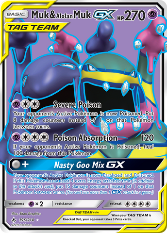 Muk &amp; Alolan Muk GX (196/214) [Sun &amp; Moon: Unbroken Bonds] 