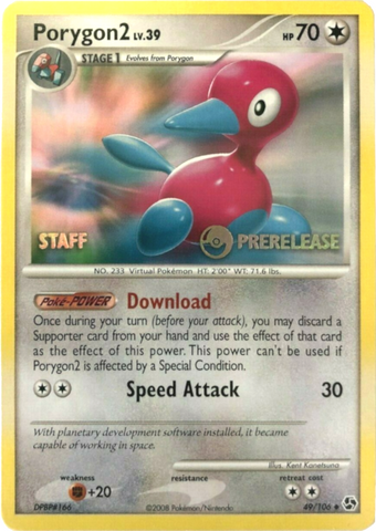 Porygon2 (49/106) (Staff Prerelease Promo) [Diamond &amp; Pearl: Black Star Promos] 