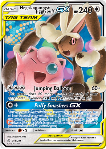 Mega Lopunny &amp; Jigglypuff GX (165/236) [Sun &amp; Moon: Cosmic Eclipse]
