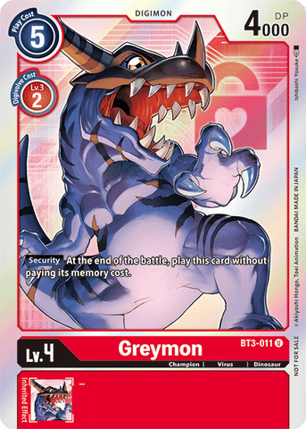 Greymon [BT3-011] (Buy-A-Box Promo) [Release Special Booster Ver.1.5 Promos] 