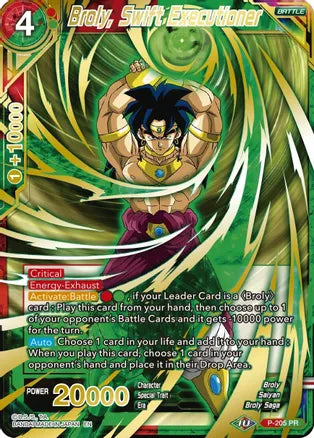 Broly, Swift Executioner (Gold Stamped) (P-205) [Mythic Booster] 