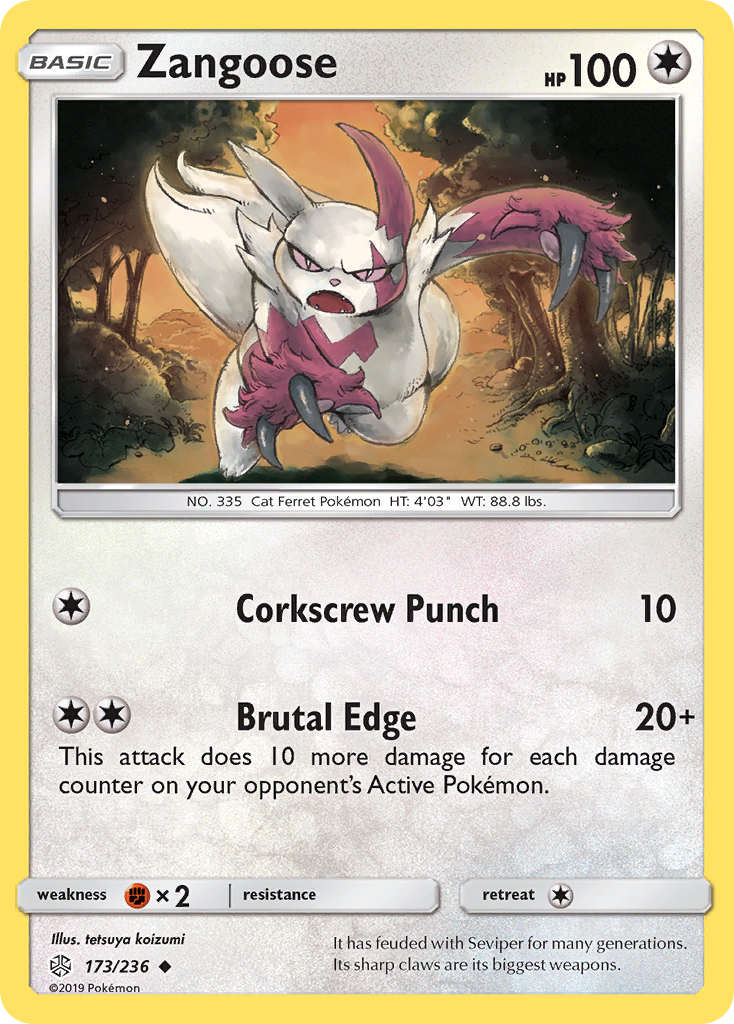Zangoose (173/236) [Sun &amp; Moon: Cosmic Eclipse] 