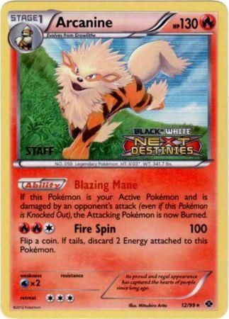 Arcanine (12/99) (Staff Prerelease Promo) [Black &amp; White: Black Star Promos] 