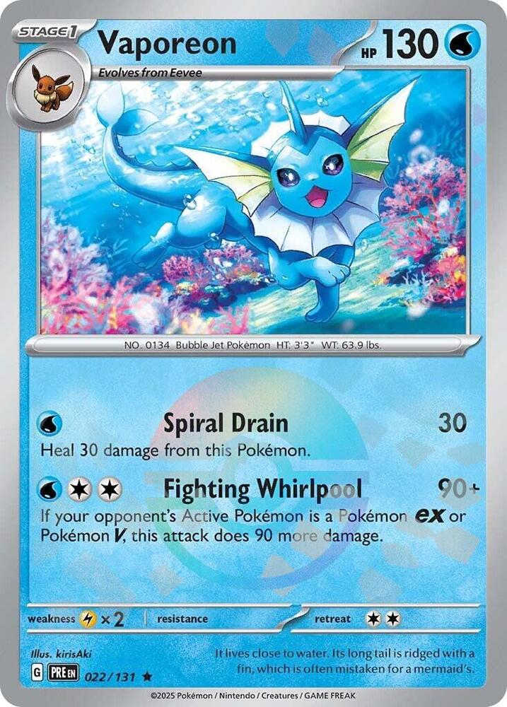 Vaporeon (022/131) (Poke Ball Pattern) [Scarlet &amp; Violet: Prismatic Evolutions] 