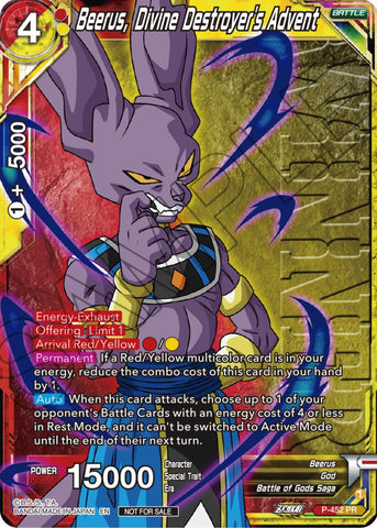 Beerus, Divine Destroyer's Advent (Winner) (P-452) [Tournament Promotion Cards] 
