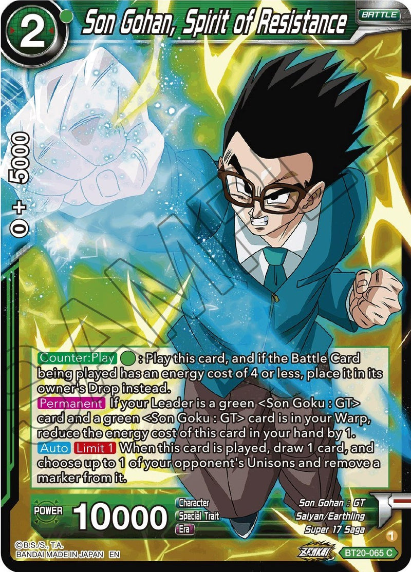 Son Gohan, Spirit of Resistance (BT20-065) [Power Absorbed] 