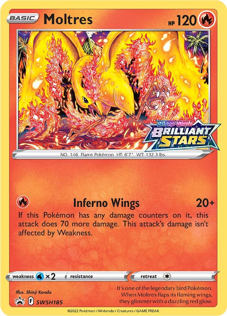 Moltres (SWSH185) (Prerelease Promo) [Sword & Shield: Black Star Promos]