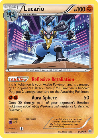 Lucario (64/99) (Cosmos Holo) (Blister Exclusive) [Black &amp; White: Next Destinies] 