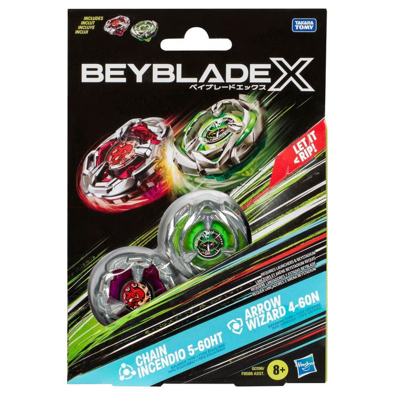 Beyblade X - Dual Pack - Chain Incendio 5-60HT (Balance Type) / Arrow Wizard 4-60N (Defense Type)