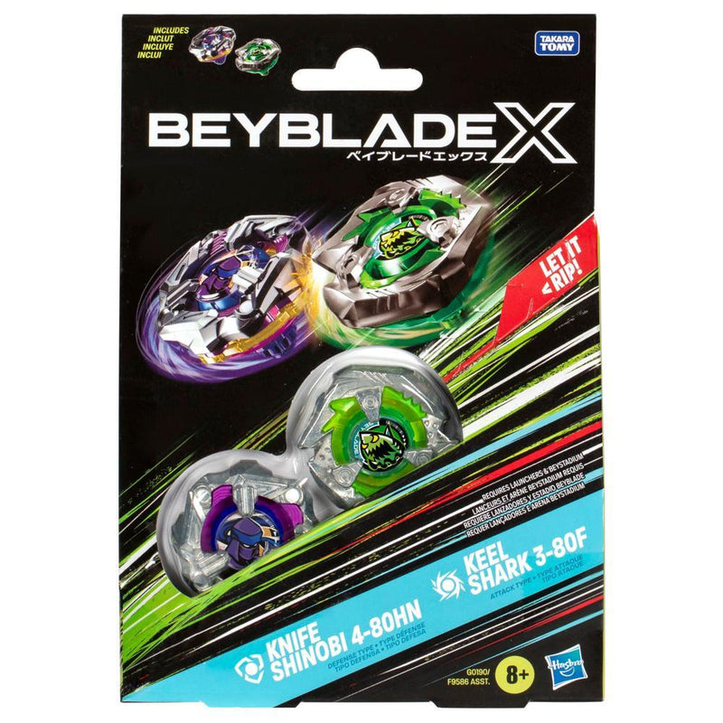 Beyblade X - Dual Pack - Knife Shinobi 4-80HN (Defense Type) / Keel Shark 3-80F (Attack Type)