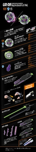 Beyblade X - Saber Samurai 2-70L (Attack Type) UX - Victory Grip Launcher Set