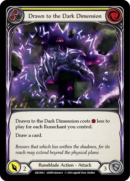 Drawn to the Dark Dimension (Yellow) [ARC098-C] (Arcane Rising) 1st Edition Rainbow Foil 