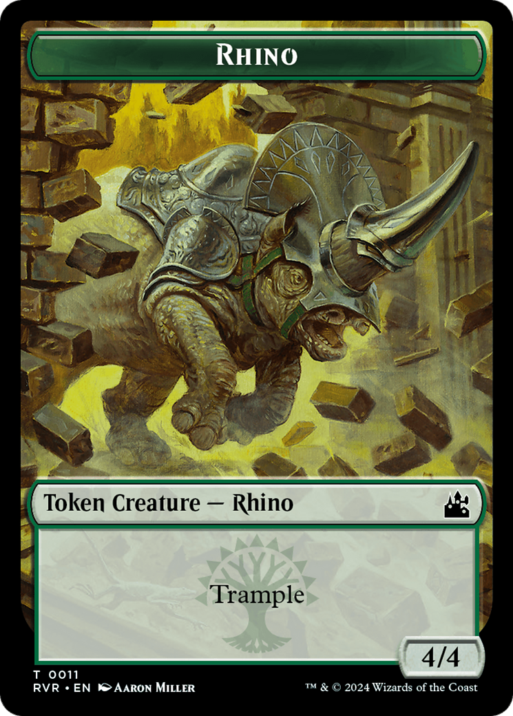 Saproling // Rhino Double-Sided Token [Ravnica Remastered Tokens] 