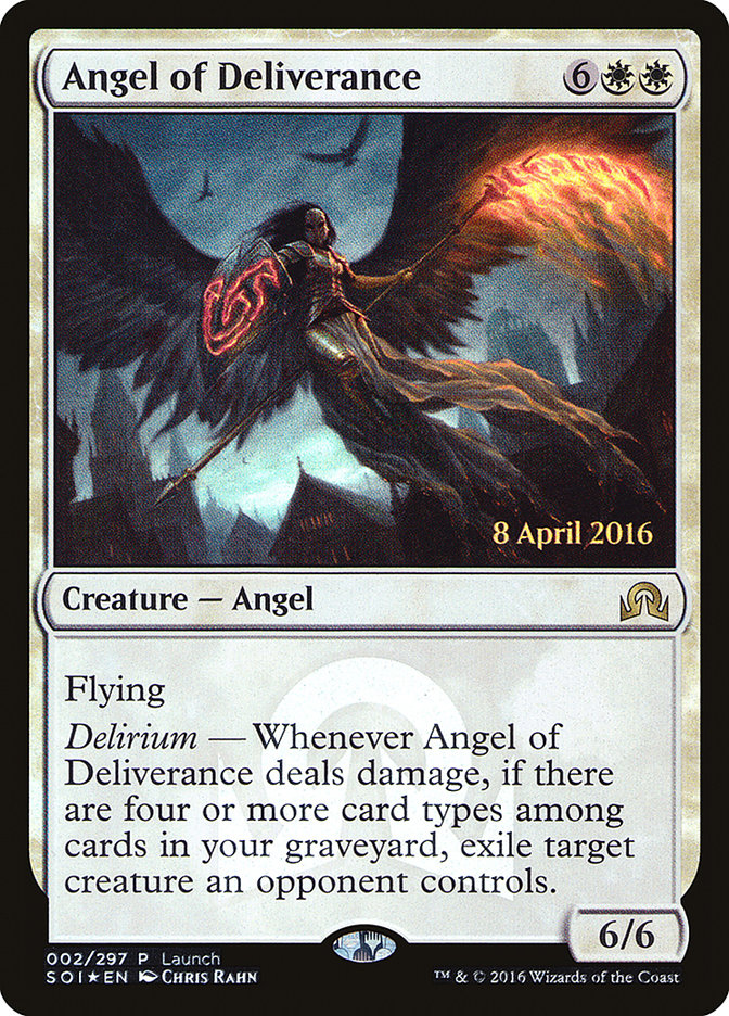 Angel of Deliverance (Launch) [Shadows over Innistrad Promos] 