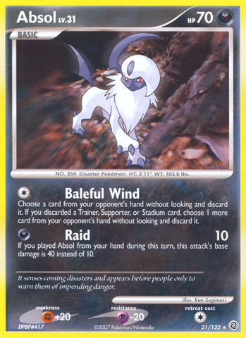 Absol (21/132) [Diamond &amp; Pearl: Secret Wonders] 